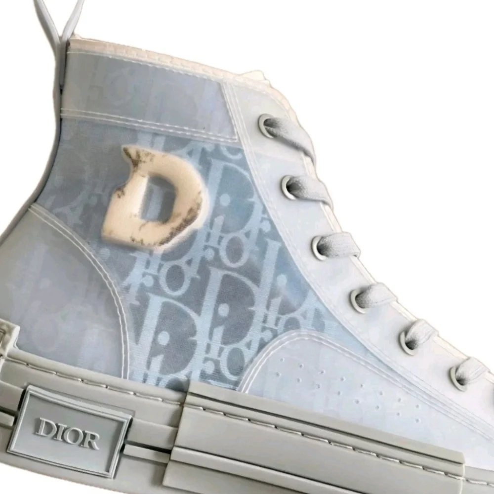 Dior B23 Daniel Arsham Oblique Light Blue Limited Edition HighTop Sneakers US 12 - Picture 7 of 16